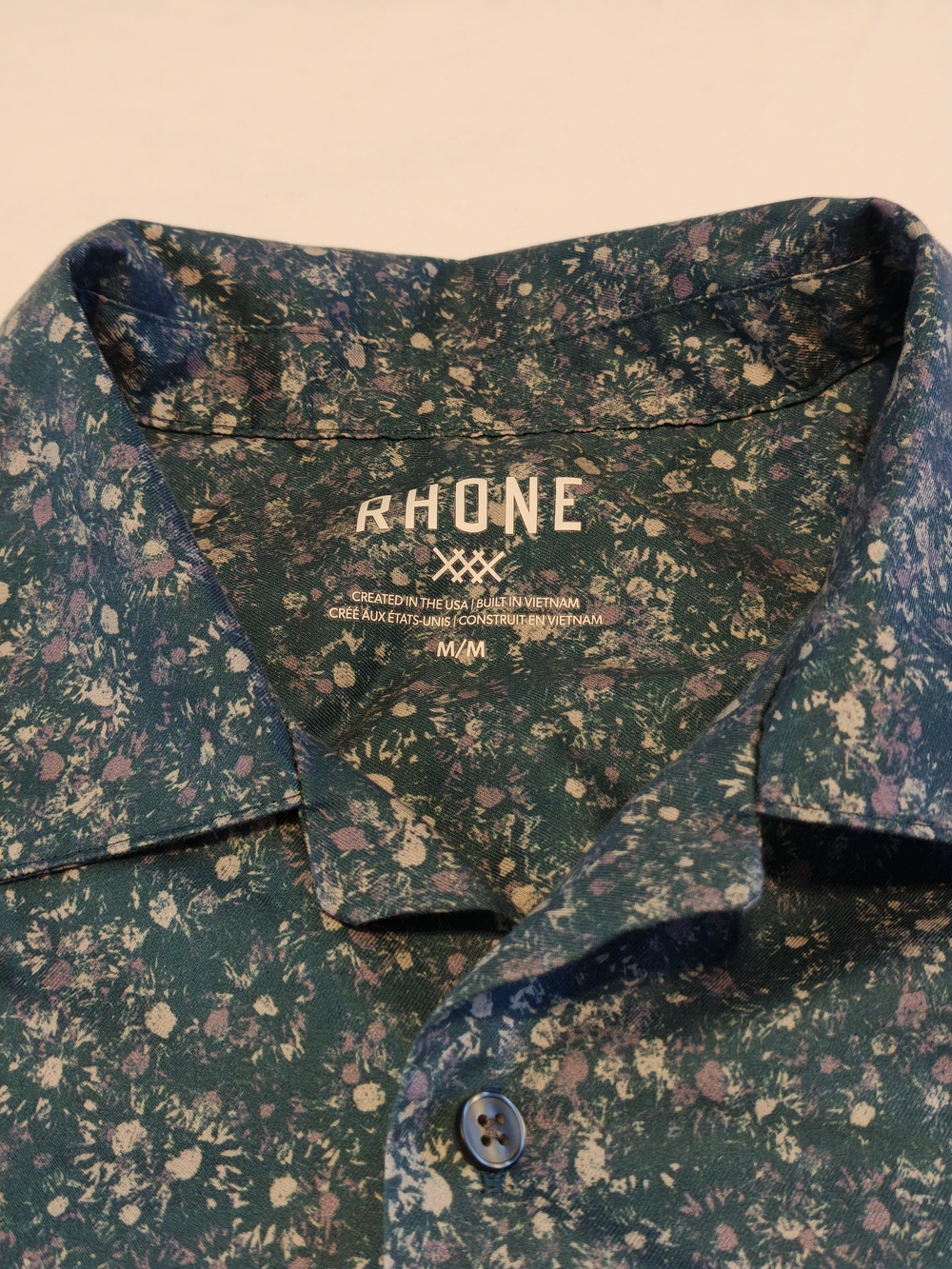 RHONE Teal Floral Button-Down Shirt - M - Picture 2 of 3